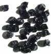 30 9mm Opaque Black Three Petal Drop Flower Beads